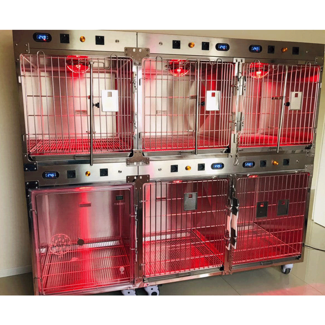 Käfig aus Edelstahl mit Infrarot-Heizung, 6 Fächer