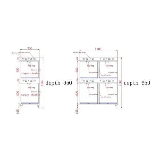 Käfig aus Edelstahl mit Infrarot-Heizung, 6 Fächer Klatka z grzaniem Infrared ze stali 6 wnęk.png
