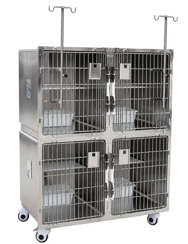 Katzenkäfig aus Edelstahl 122 × 70 × 157 cm