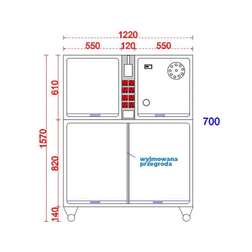 Stahlkäfig mit Sauerstoffkammer – 122 × 70 × 157 cm TTDC-05.png