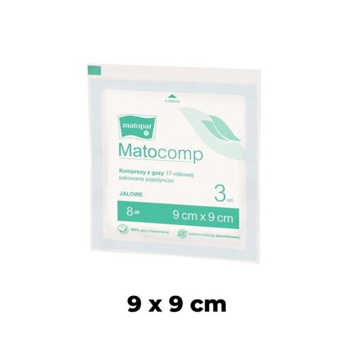 Sterile Gaskompresse 3 Stk. Matocomp Kompres gazowy jałowy 3 szt. Matocomp 9x9.jpg