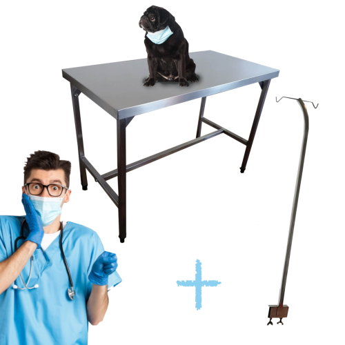 Tierärztlicher Behandlungstisch mit Ständer stół kroplówka.png
