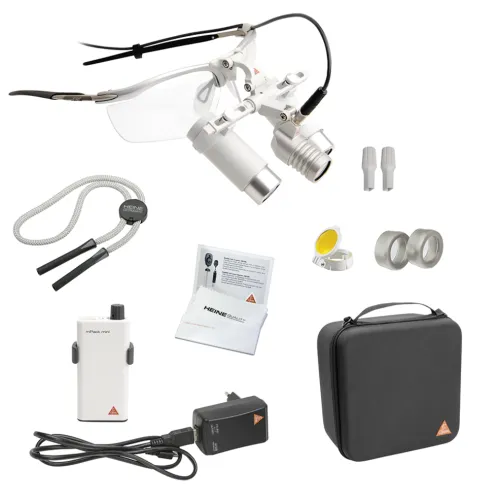 HRP-Okularlupe auf I-View-Okularrahmen mit LED-Beleuchtung HRP_iView_LL2_set_details.webp